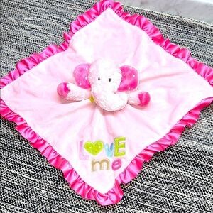 Baby girls pink Elephant snuggle buddy security  blankie rattle toy lovey